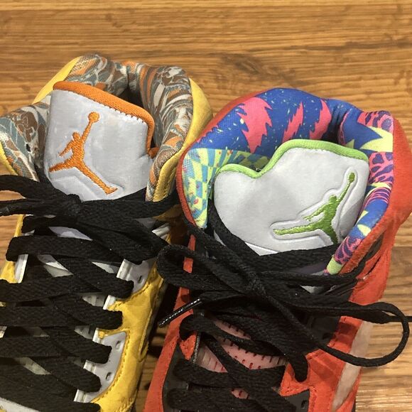 Nike Air Jordan 5 Retro SE Mid What The Size 5 Youth CZ6415-700 Red Yellow Boys - Picture 3 of 12